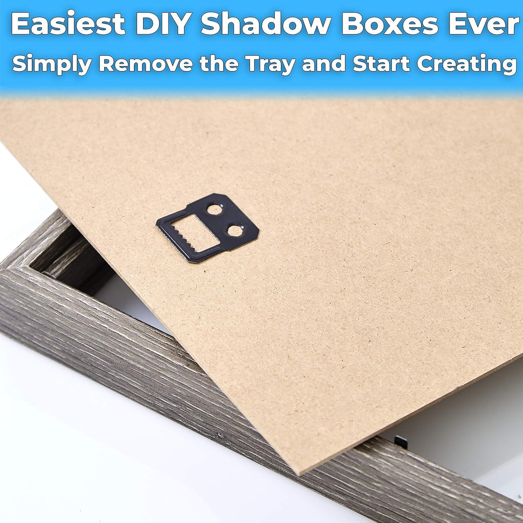 Super-Sturdy, Real Wood 8x10 Shadow Box Frame 1pk. Genuine Hardwood Display with Real Glass. Best Shadowbox to Showcase Photos, Tickets, Wedding Bouquets, CDs, Medals, Awards, Seashells and Insects.