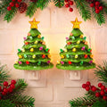 Minetom 2 Pack Green Ceramic Christmas Tree Night Light Plug in Wall Decor