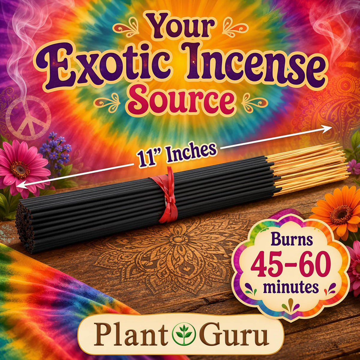 Japanese Cherry Blossom Incense Sticks 11" - 1 Bundle 85 to 100 Sticks - Smooth and Clean Long Burn Time, 45 to 60 Minutes. (Pack of 3)