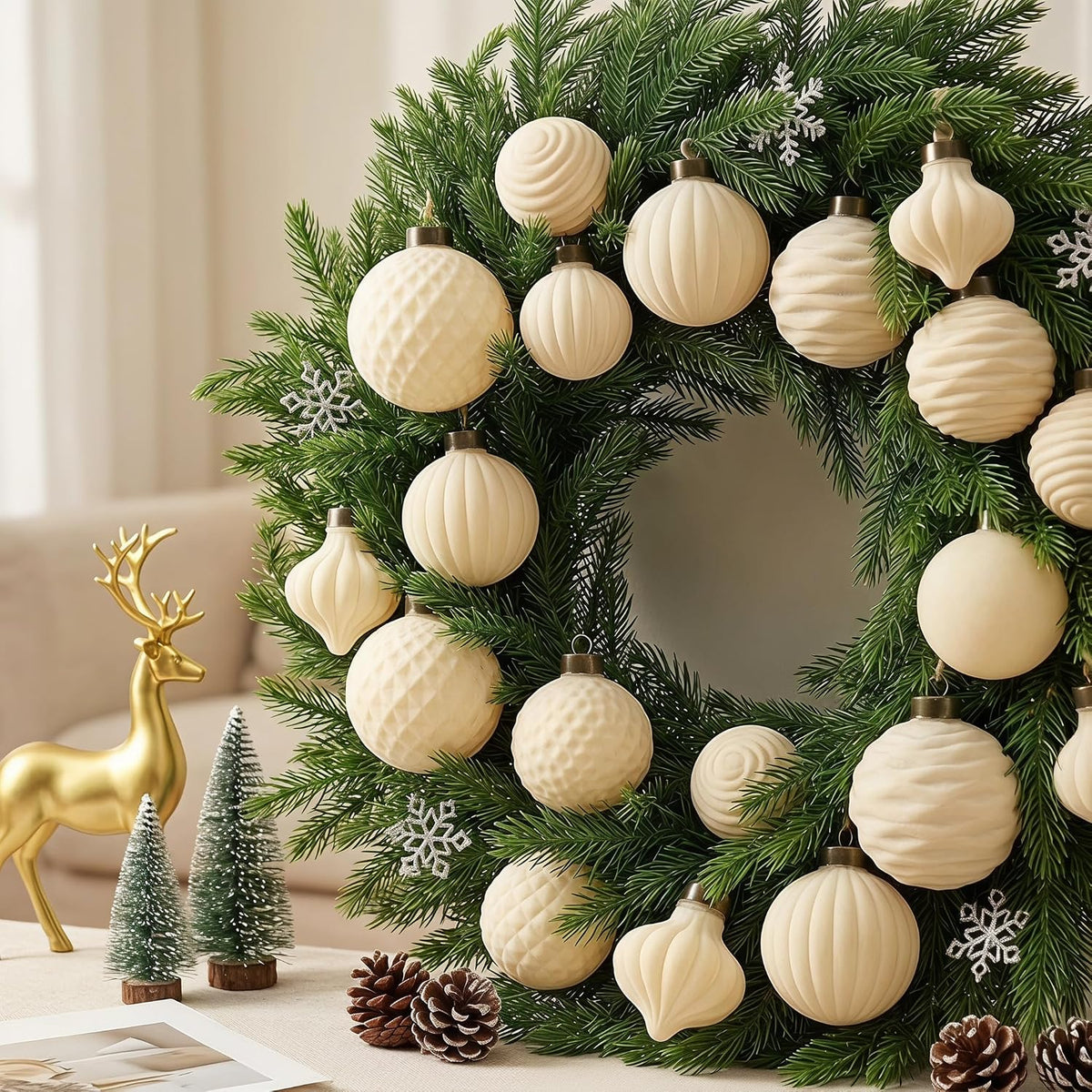 ZenNex Christmas Ornaments,25Pack Velvet Christmas Ball,Xmas Decor Beige