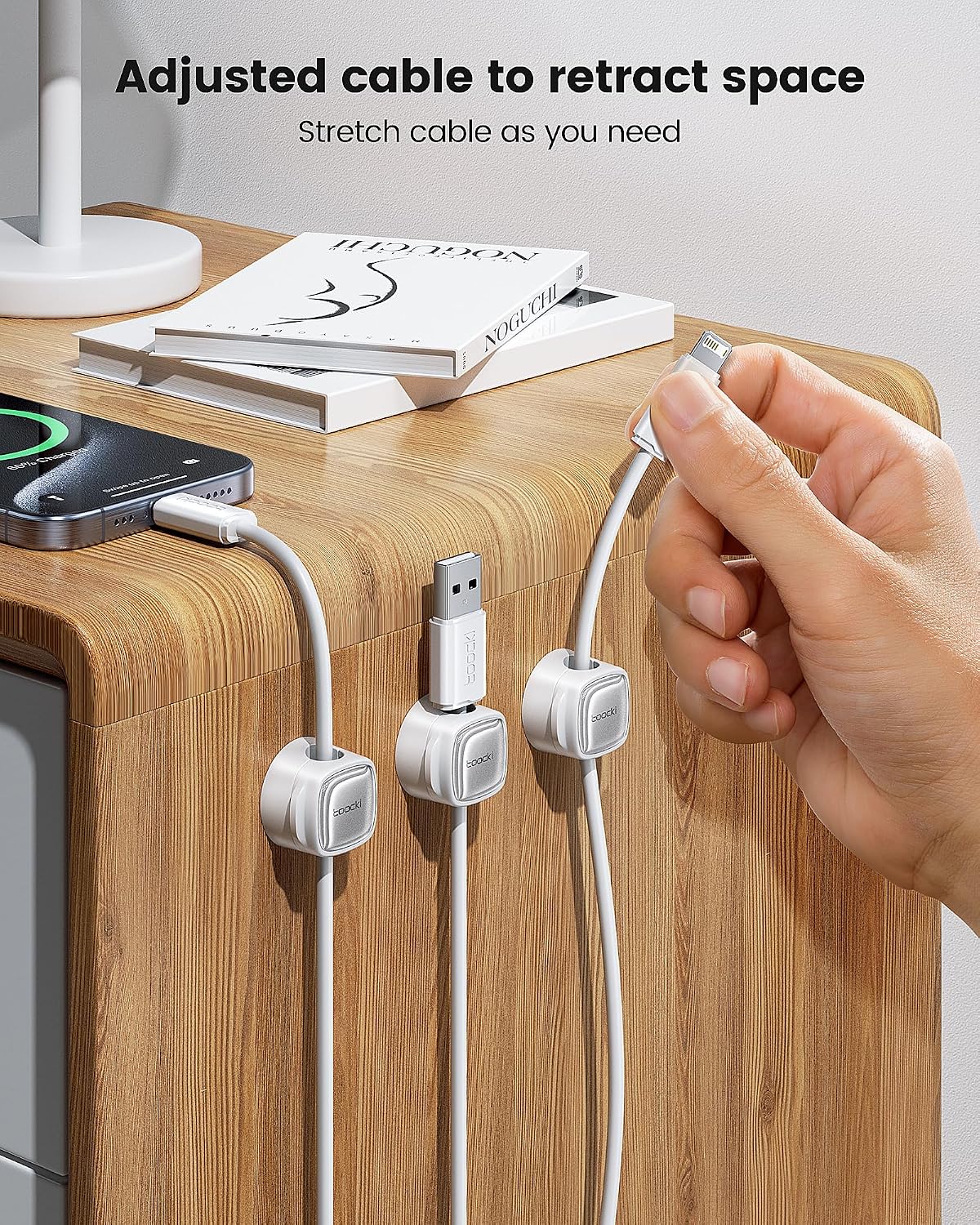 Toocki 6 Pack Magnetic Cable Clips, White