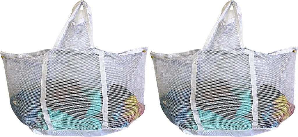 Large Soft Nylon Mesh Laundry Basket with Handles Portable and Collapsible For Dirty and Clean Laundry Home Travel College Dorm Also Ideal For Toys and Sporting Goods (Pack of 2)