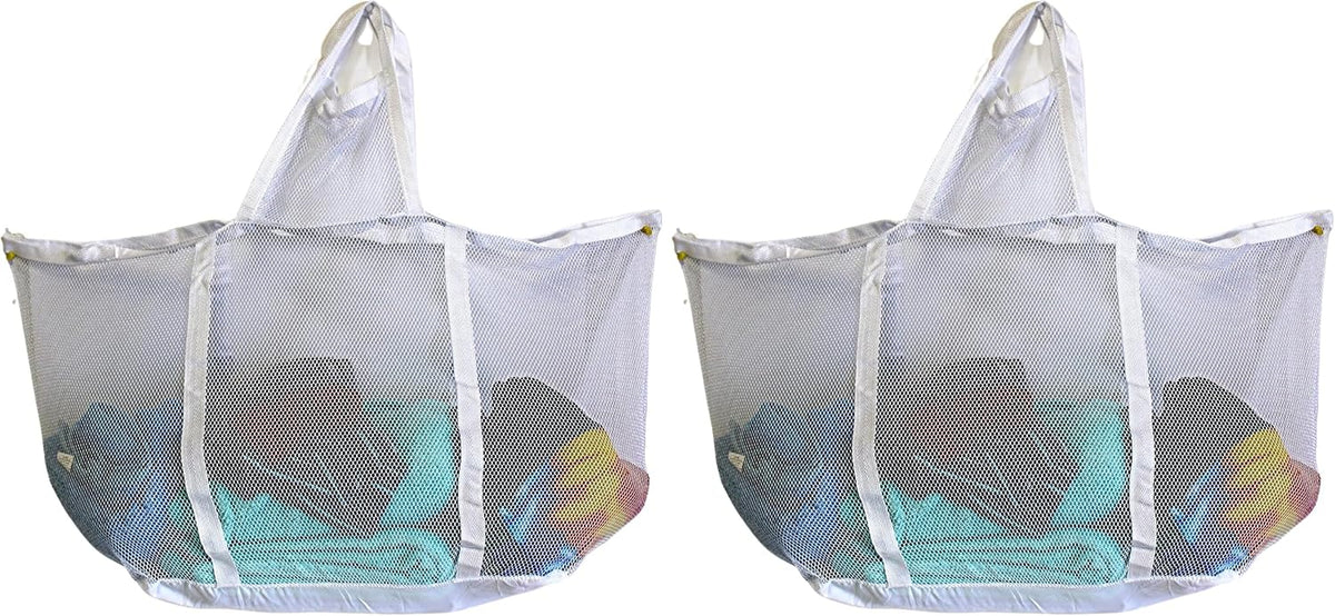 Large Soft Nylon Mesh Laundry Basket with Handles Portable and Collapsible For Dirty and Clean Laundry Home Travel College Dorm Also Ideal For Toys and Sporting Goods (Pack of 2)
