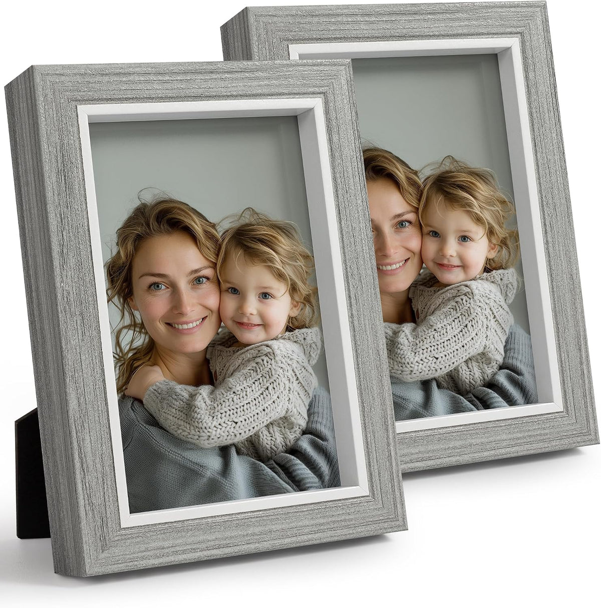 Afuly 4x6 Picture Frames Grey Wood Texture Photo Frame Set of 2