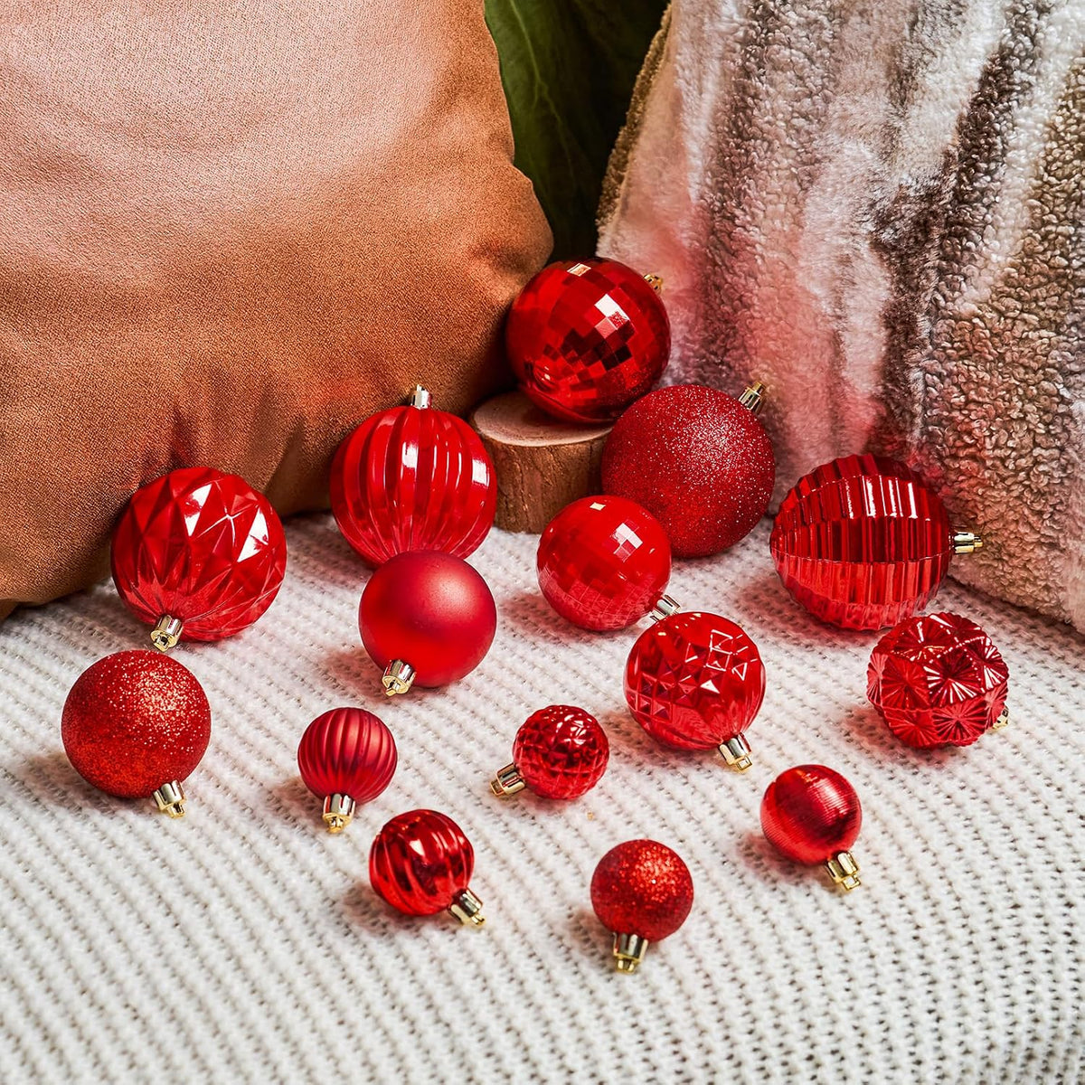 JORNOY 47CT Christmas Tree Balls Ornaments, Red