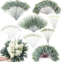 260 Pcs Mixed Eucalyptus Leaves Stems 8 Kinds Artificial Bulk Fake Silver Dollar Eucalyptus Bundle Faux Plants Greenery for DIY Wedding Vase Bouquets Floral Arrangement Engagement Decor （Green）