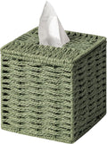 Sage Green Tissue Box Cover, Hand Woven Square Tissue Box Holder
