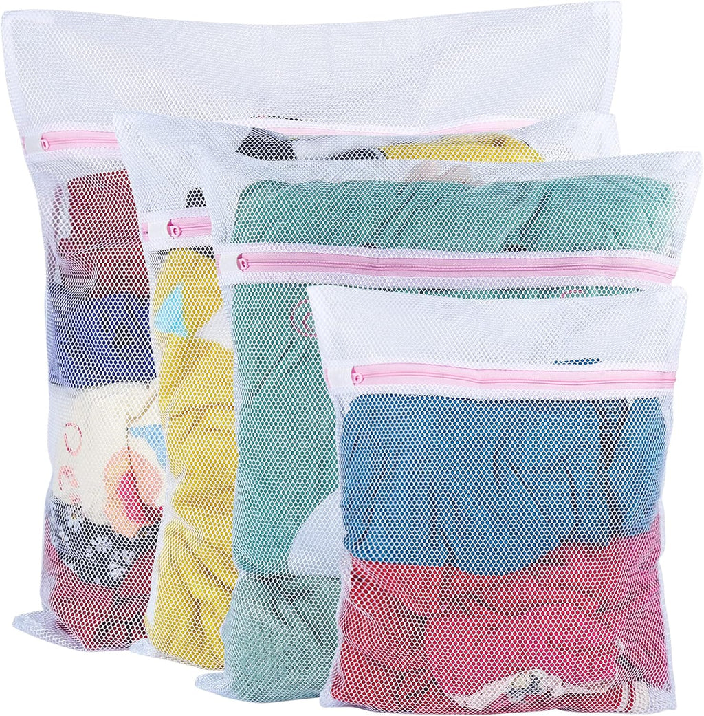 Vivifying Mesh Laundry Bags, 4 Pack, 3 Sizes, Polyester Wash Bags