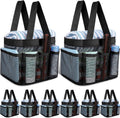 8 Packs Large Mesh Shower Caddy with 8 Pocket and Handle, Black