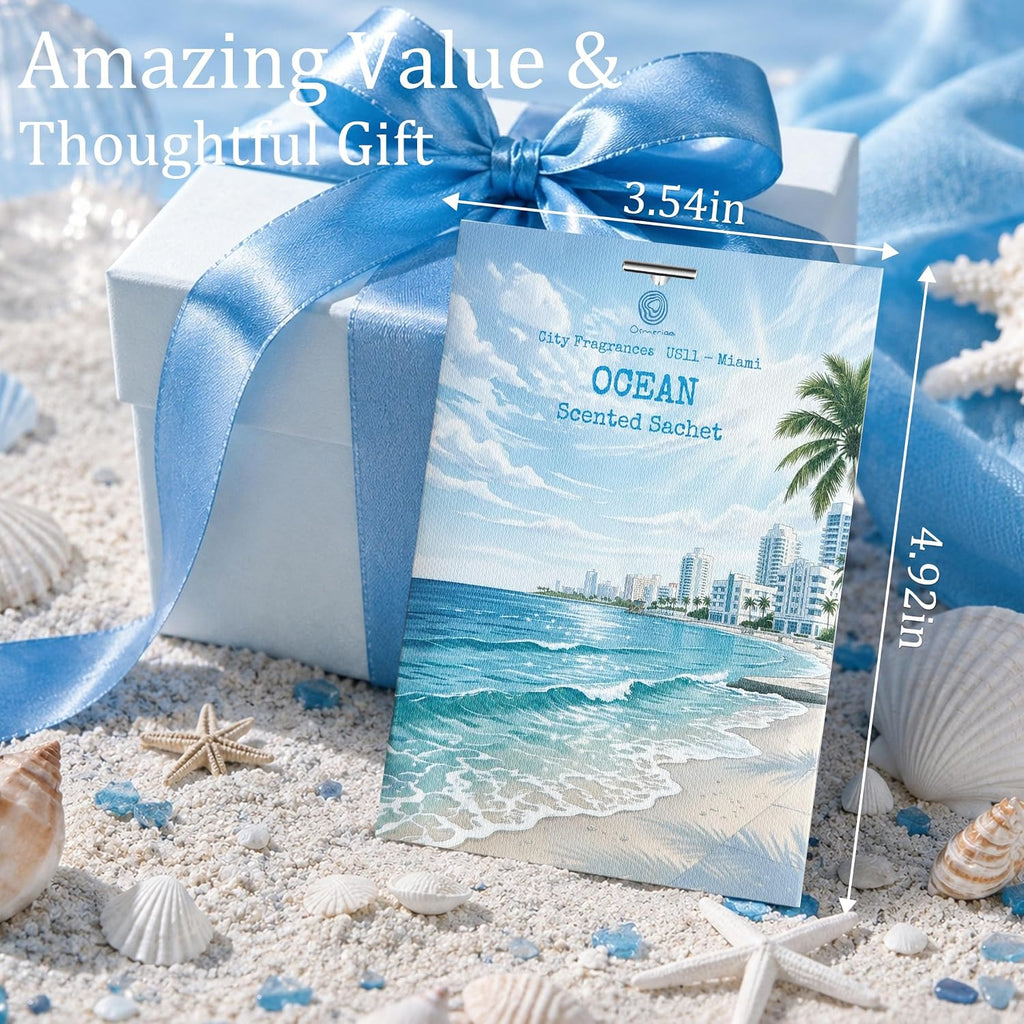 US11-Miami Ocean Scented Sachets for Drawers and Closets,12 Pack