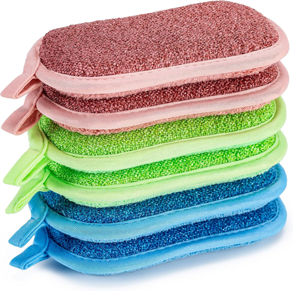 Non Scratch Scrub Sponge-6pack, Dual-Sided Sponges Kitchen(M, 3 Color)