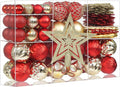 101Pcs Red and Gold Christmas Ball Ornaments Set with Topper, Assorted Shatterproof Christmas Tree Decoration Classic Theme Hanging Ornaments for Xmas Tree/Holiday/Party/Home Decor