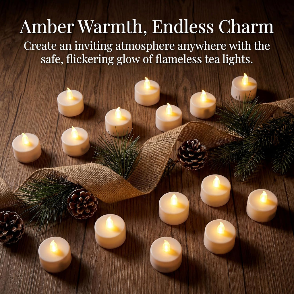 Tea Lights Flameless Battery Operated Candles. Warm White 24Pack