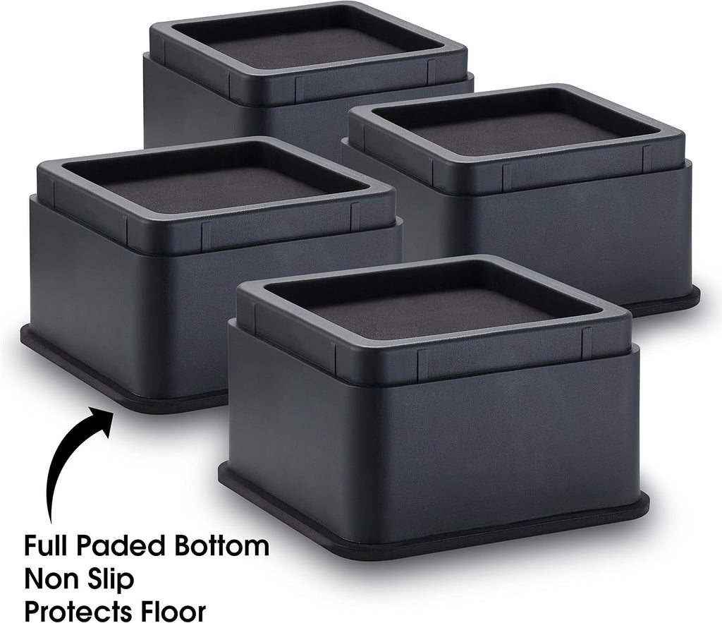 iPrimio Bed Risers 2" Lift, Heavy Duty for Dorm, Square, Brown, 8 Pack