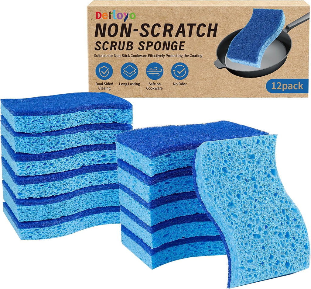 Non Scratch Scrub Sponge-12 Count, Sponges for Dishes, Blue