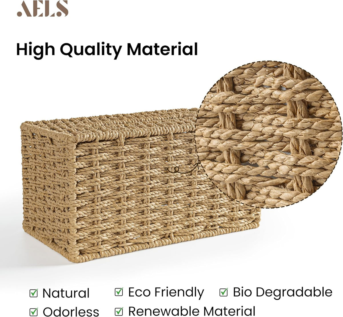 AELS Farmhouse Tissue Box Cover, Hand Woven Strawpaper Facial Tissue Paper Holder, Cute Tissue Box Holder, Boho Bathroom Decor Box w/Elastic Bottom, Tissue Holders for Bathroom Vanity, Natural
