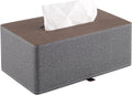 High-end Leather Tissue Box Holder Two Color Matching,Rounded Rectangle Napkin Pumping Paper Case Dispenser, Facial for Home Bathroom Dresser Office Automotive Decoration (Gray)
