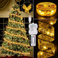 Vimorg Christmas Decorations - 2.5Inch x 66Ft 200 Led Christmas Tree Ribbon Lights with 8 Lighting Modes, Battery Operated & USB Powered Fairy String Lights with Timer for Xmas Tree Decor