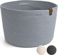 DENJA & CO Extra Large Woven Basket for Storage | Organize Pillows, Toys, and Laundry | Cotton Rope Storage Basket for Blankets, Towels and Nursery Storage | Light Gray (21 inches x 13.8 inches)