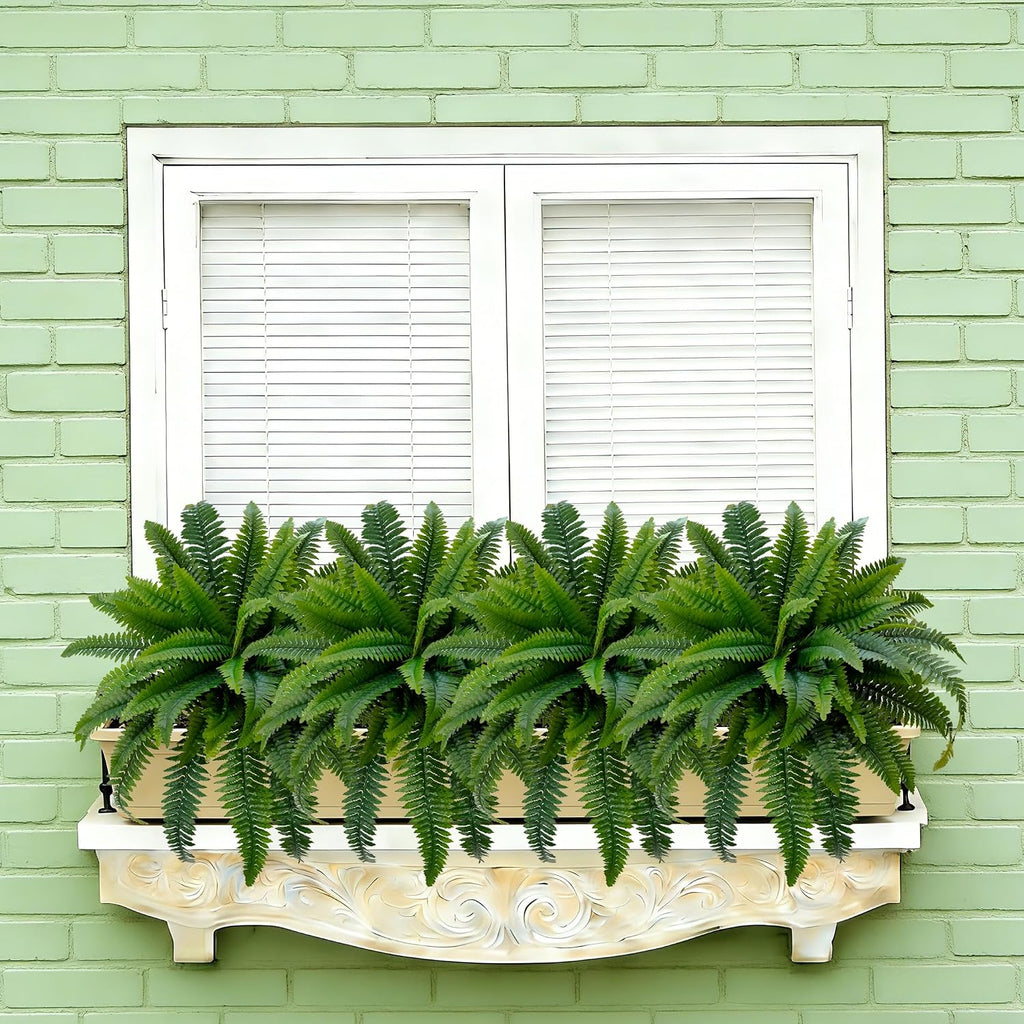 Senjie Fake Ferns 4 Set 55 Branches Artificial Ferns for Outdoors 32in
