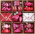 DecorbyHannah 45ct Mini Christmas Ornaments Set Tree Decorations Pink