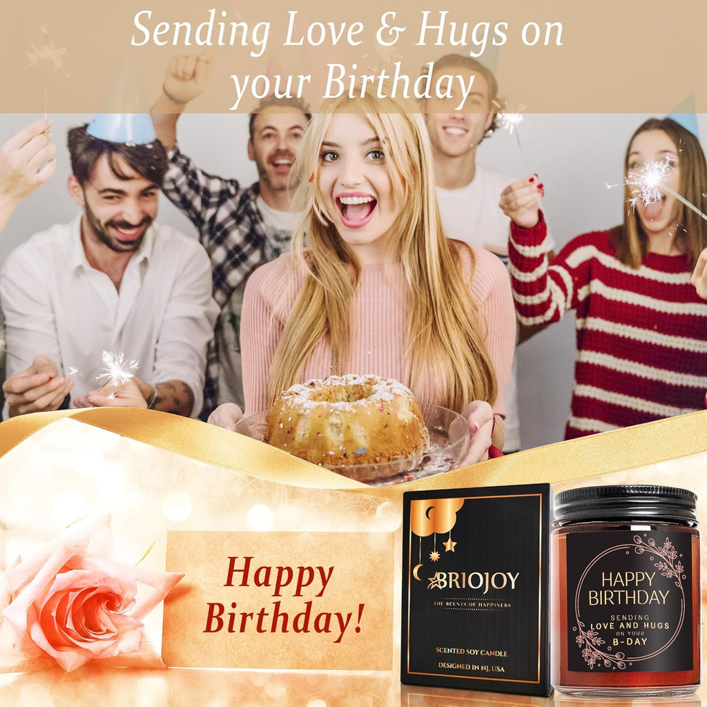 Happy Birthday Gifts for Women Men - Sending Love Hugs Birthday Candle for Her Him -16th 30th 40th 50th Birthday for Mom Sister Wife Daughter Aunt Best Friend - Vanilla Cake Sweet Scented Soy Candles