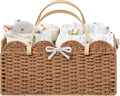 HBlife Baby Diaper Caddy, Paper Rope Storage Baskets Nursery Bin with Removable Divider, Portable Car Organizer for Diapers, Baby Shower Gifts, Newborn Essentials Must Haves