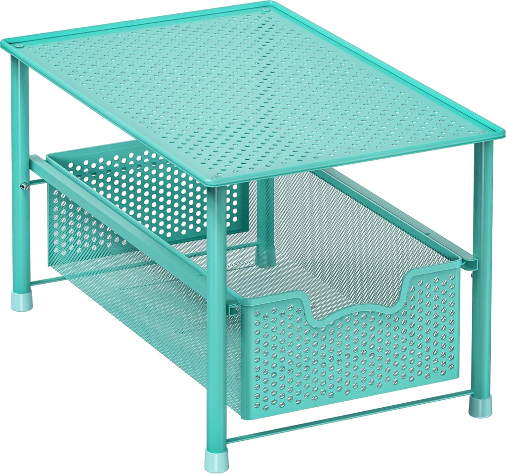 Simple Houseware Stackable Under Sink Sliding Basket Drawer, Turquoise