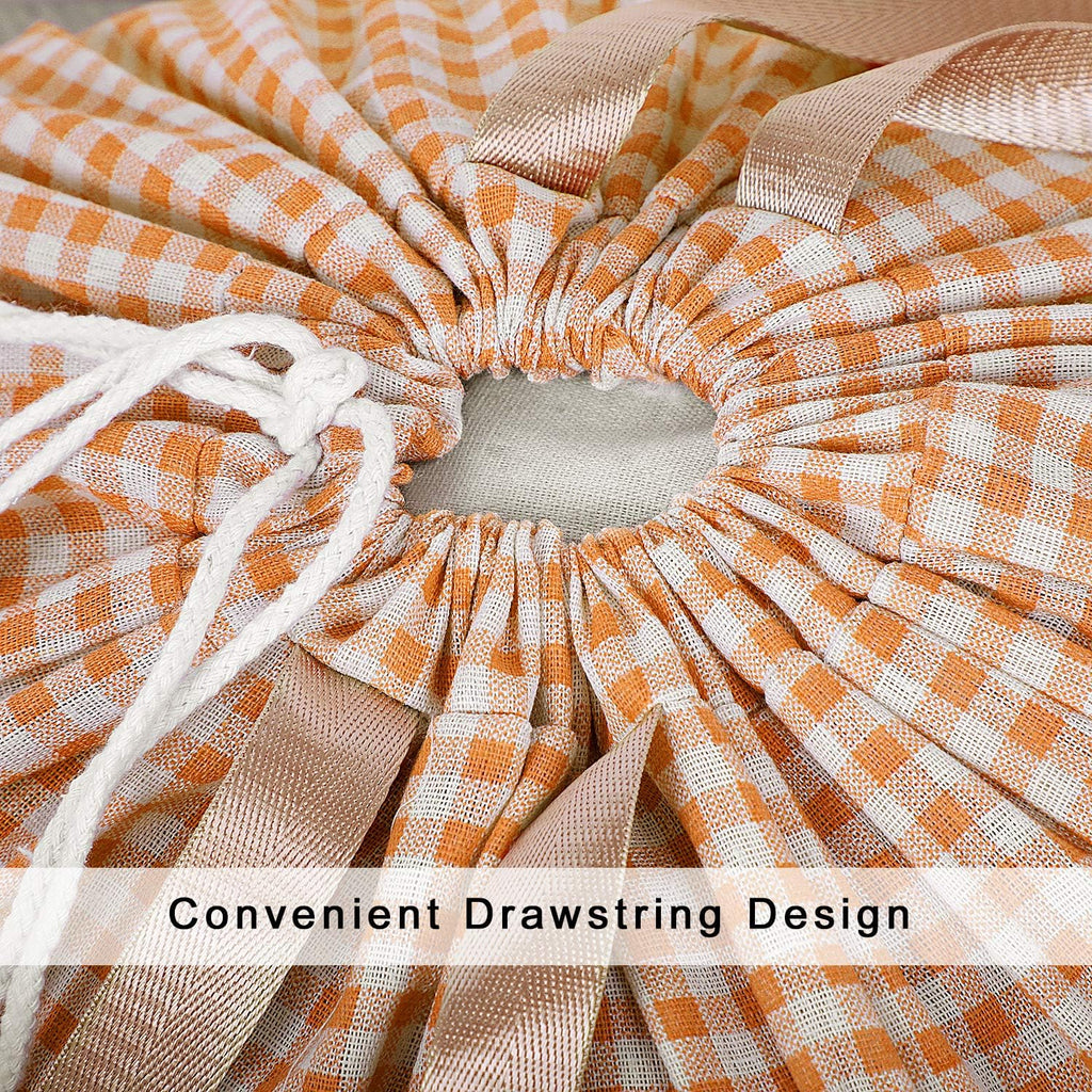 Extra Large Laundry Bag with Drawstring and Handle, Heavy Duty Travel Dirty Clothes Bag for Laundromat and Household, Durable Rip-Stop Laundry Hamper Liner, 28 x 40 Inch, Check Orange