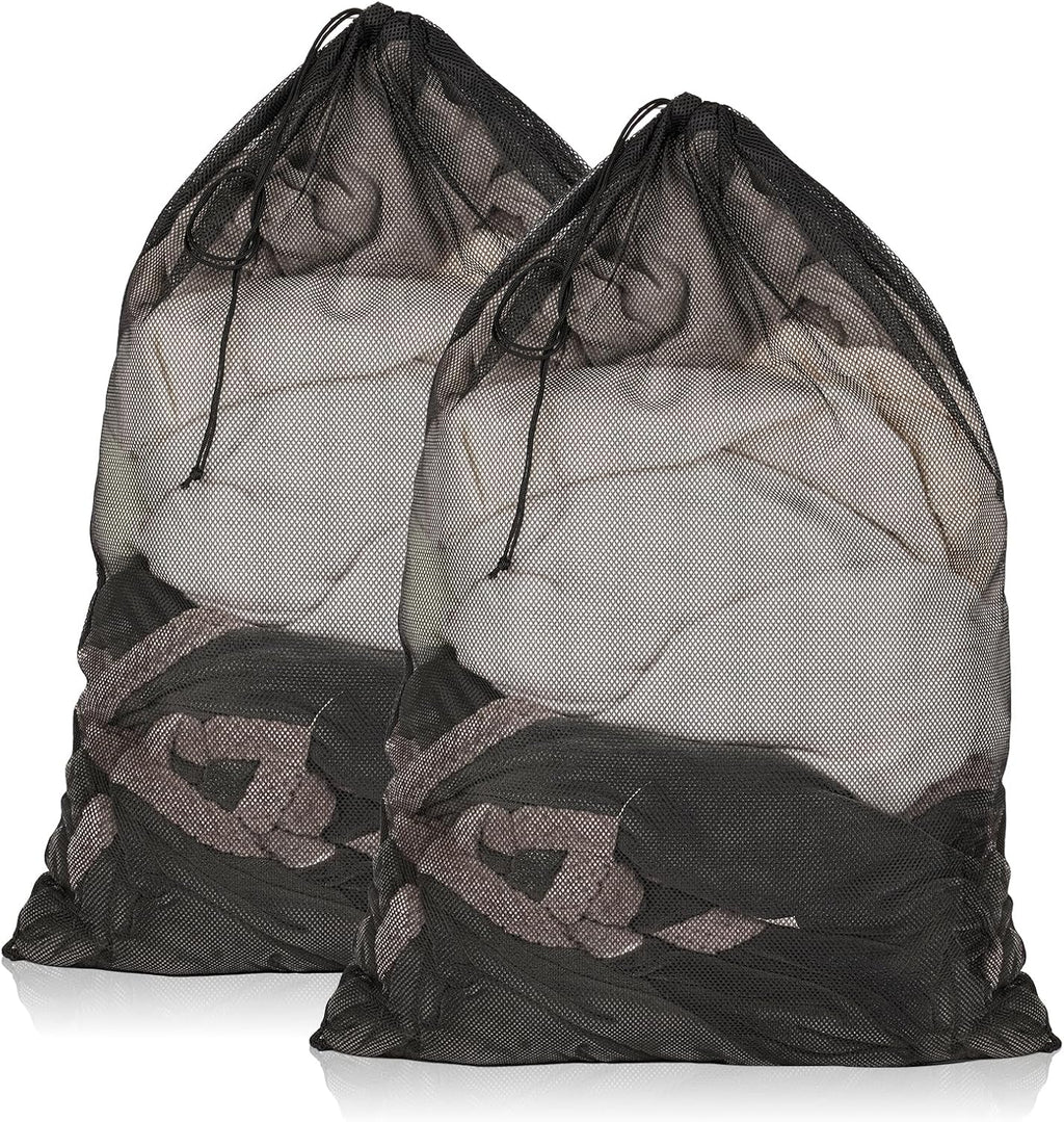 2 Pack Mesh Laundry Bags 23x34 Inch Drawstring Locking for Travel Home