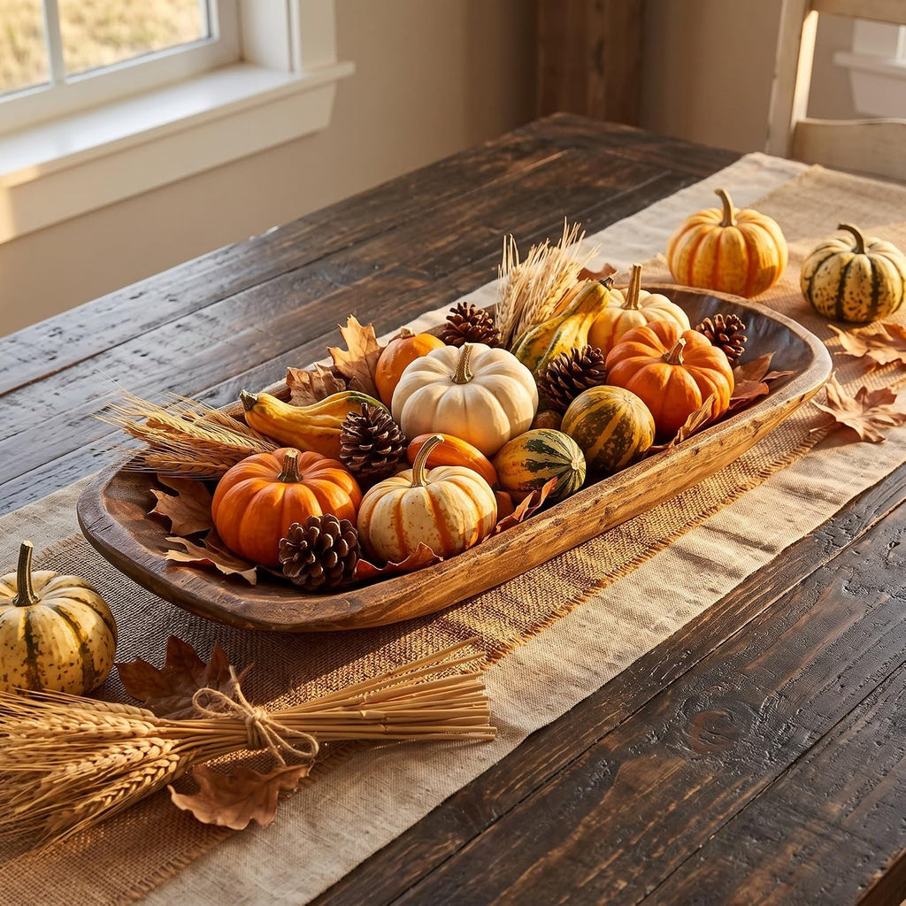 Simply Said, INC Lifestyle Collection Rustic Wooden Dough Bowl, Hand Carved Decorative Wood Bowl, Farmhouse Centerpiece Decor for or Table, Mantel, Coffee Table and Shelf Display, Made in USA