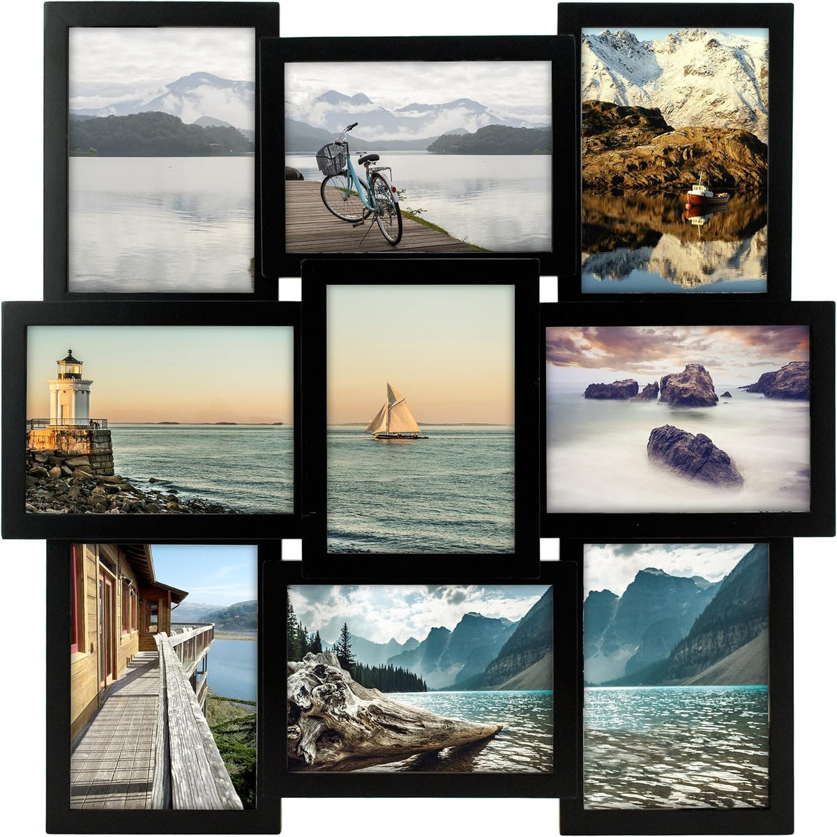 Malden Layered Collage Picture Frame, 9 Option, 9-5x7, Black