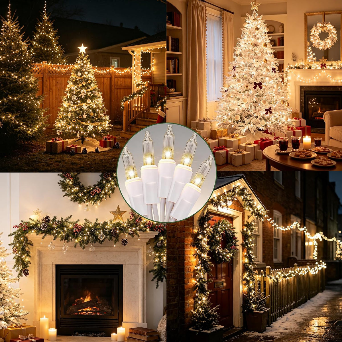 TW SHINE Warm White Christmas Lights, 20FT 100 Count Incandescent White Wire Christmas Tree Lights, Waterproof Xmas String Lights for Outdoor Indoor Home Party Decorations