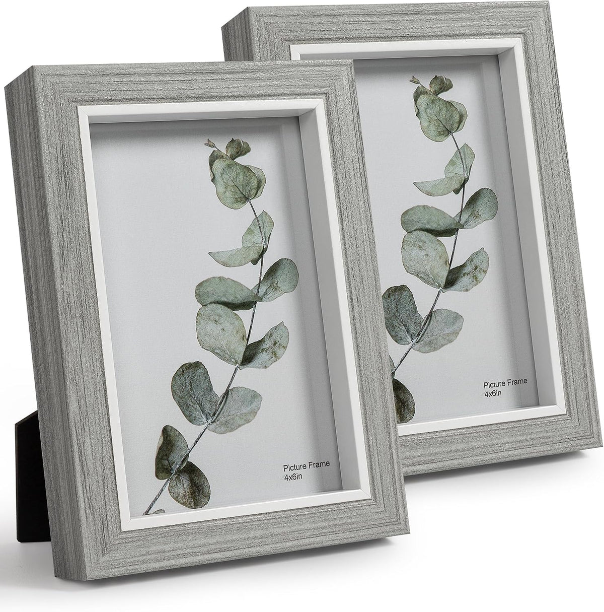 Afuly 4x6 Picture Frames Grey Wood Texture Photo Frame Set of 2