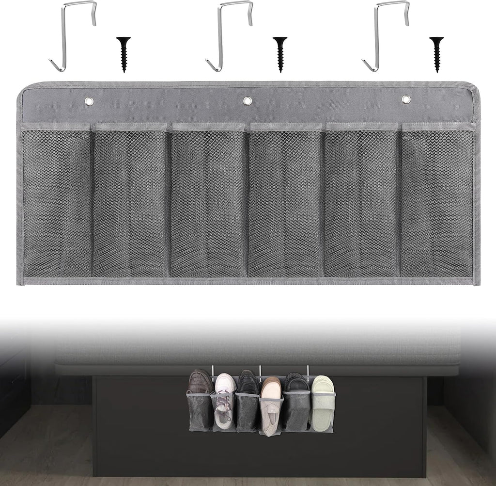 RVZONE RV Shoe Pockets 6 Large Pockets, Hanging Organizer with Sturdy Hooks