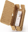 ZhiYo Rattan Cable Management Box, Brown Cord Organizer, 12.5" x 5" x 5.2"