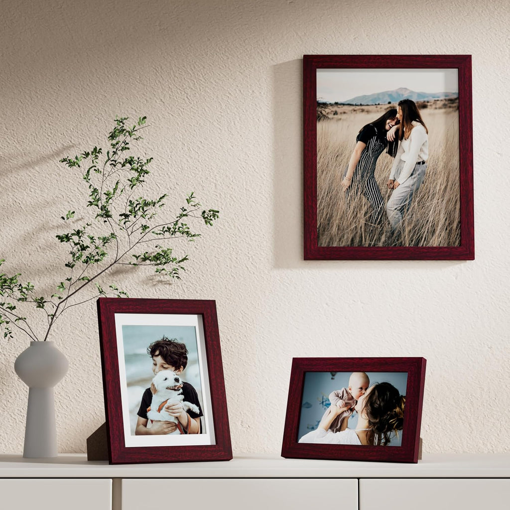 Vittanly 10 Pack Picture Frames Collage Wall Decor, Cherry Red