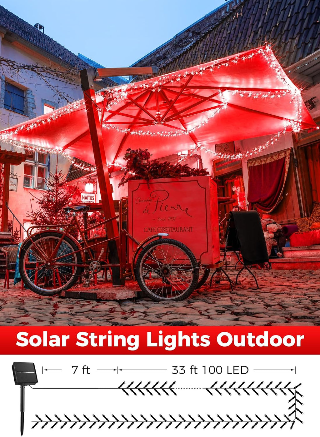 Minetom Solar String Lights Outdoor,2 Pack Total 80FT 200 LED String Light