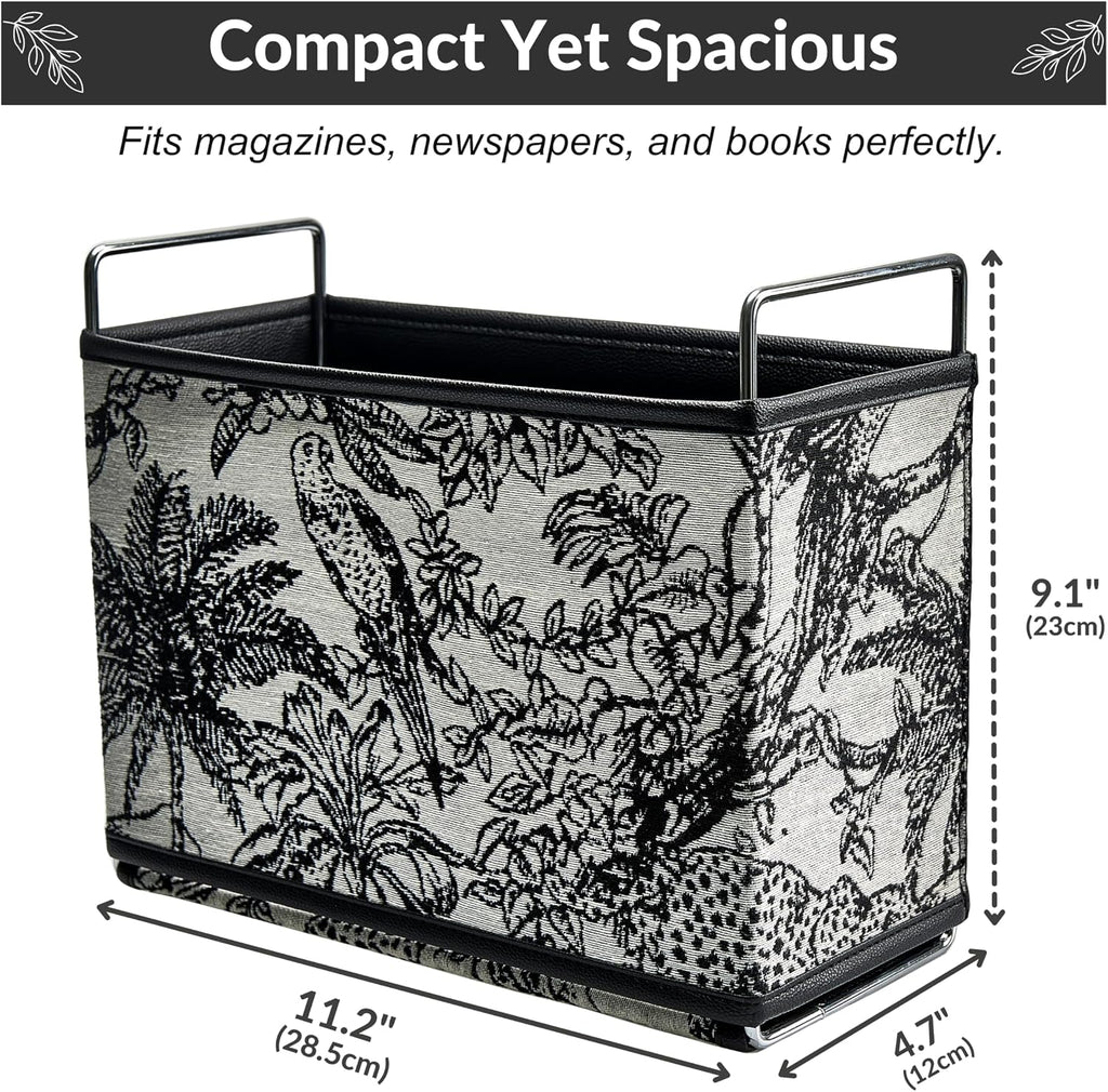 Leather Magazine Holder Rack Floor Basket for Bedroom & Living Room