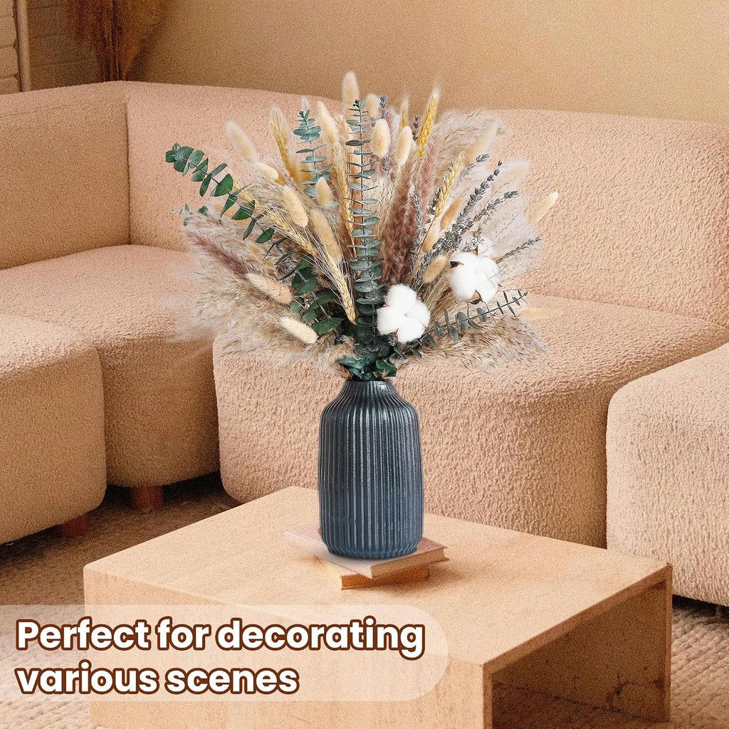 Handmade Dried Flower Bouquet - Pampas Grass, Eucalyptus & Cotton Stems - Boho Home Decor, Wedding Centerpiece, Floral Arrangements & Vase Fillers