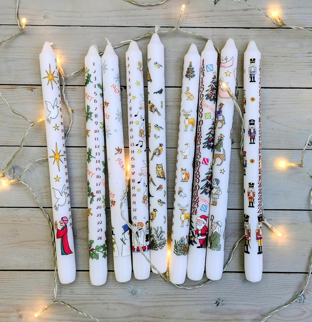 Alison Gardiner Winter Birds Advent Taper Candle, 10hr Burn Time, Unscented