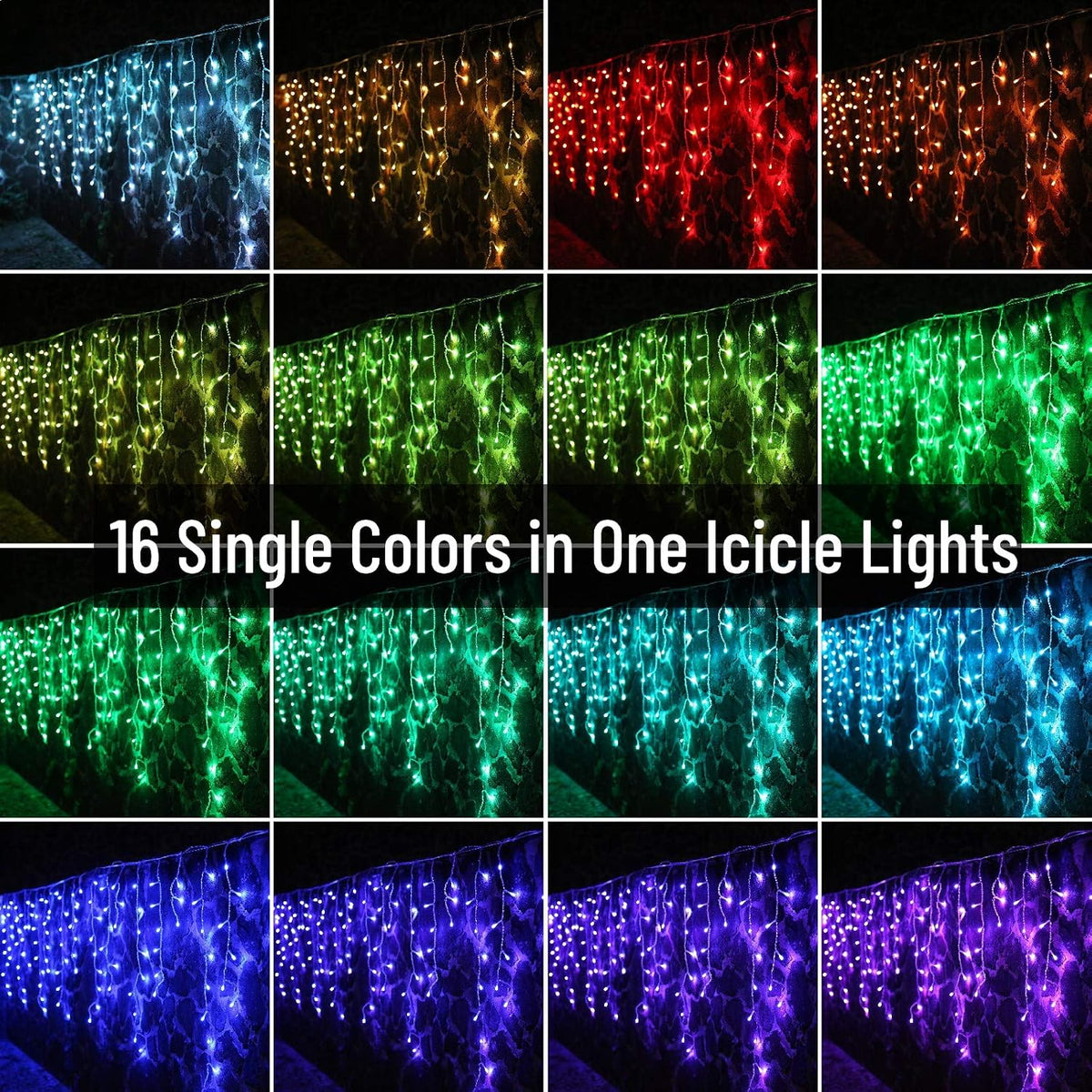 Toodour Christmas Icicle Lights Outdoor, RGB Color Changing Icicle Light with 60 Drops, 29.5ft 360 LED Christmas Lights - Window Fairy Twinkle Light for Home, Garden, Outdoor Xmas Decorations