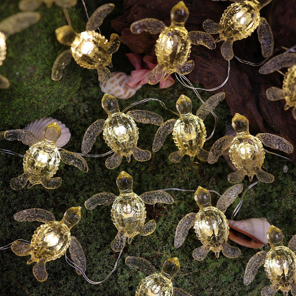 Sea Turtle Fairy Lights Ocean Theme String Lights Indoor-Cute Beach Light USB Plug in & Battery Operated 10ft 30 LEDs with Remote Control- Decorative Lights for Christmas Tree Bedroom Camping