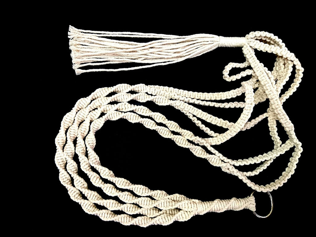 4 Legs Cotton Rope Macrame Plant Hanger Hanging Planter Holders Cream Color, 48-inches for 10-12" Pot (Cream)