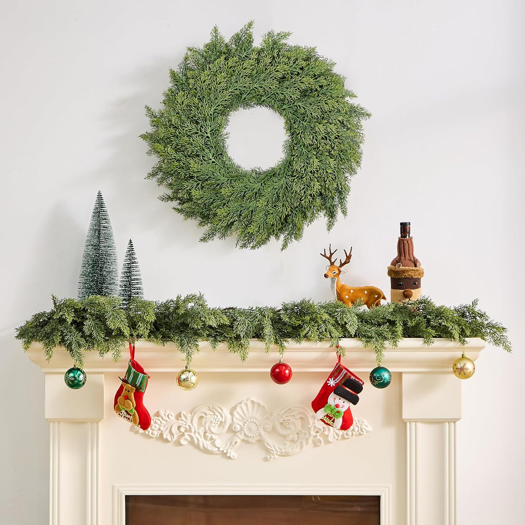 20 inch Cedar Stems 12Pcs, Real Touch Artificial Faux Greenery