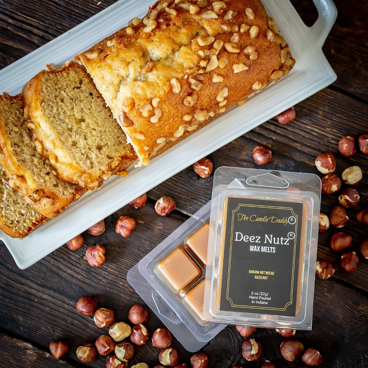The Candle Daddy Deez Nutz- Funny Banana Nut Bread Scented Melts- Maximum Scent Wax Cubes/Melts- 1 Pack -2 Ounces- 6 Cubes