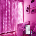 Pink Fairy Curtain Lights for Bedroom - 300 LED 9.8x9.8 Ft Battery Operated String Lights with Remote, 8 Modes USB Plug-in - for Pink Room, Party, Bedroom Decoration