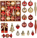 46PCS Christmas Ornament Set, Red and Gold Christmas Tree Decor