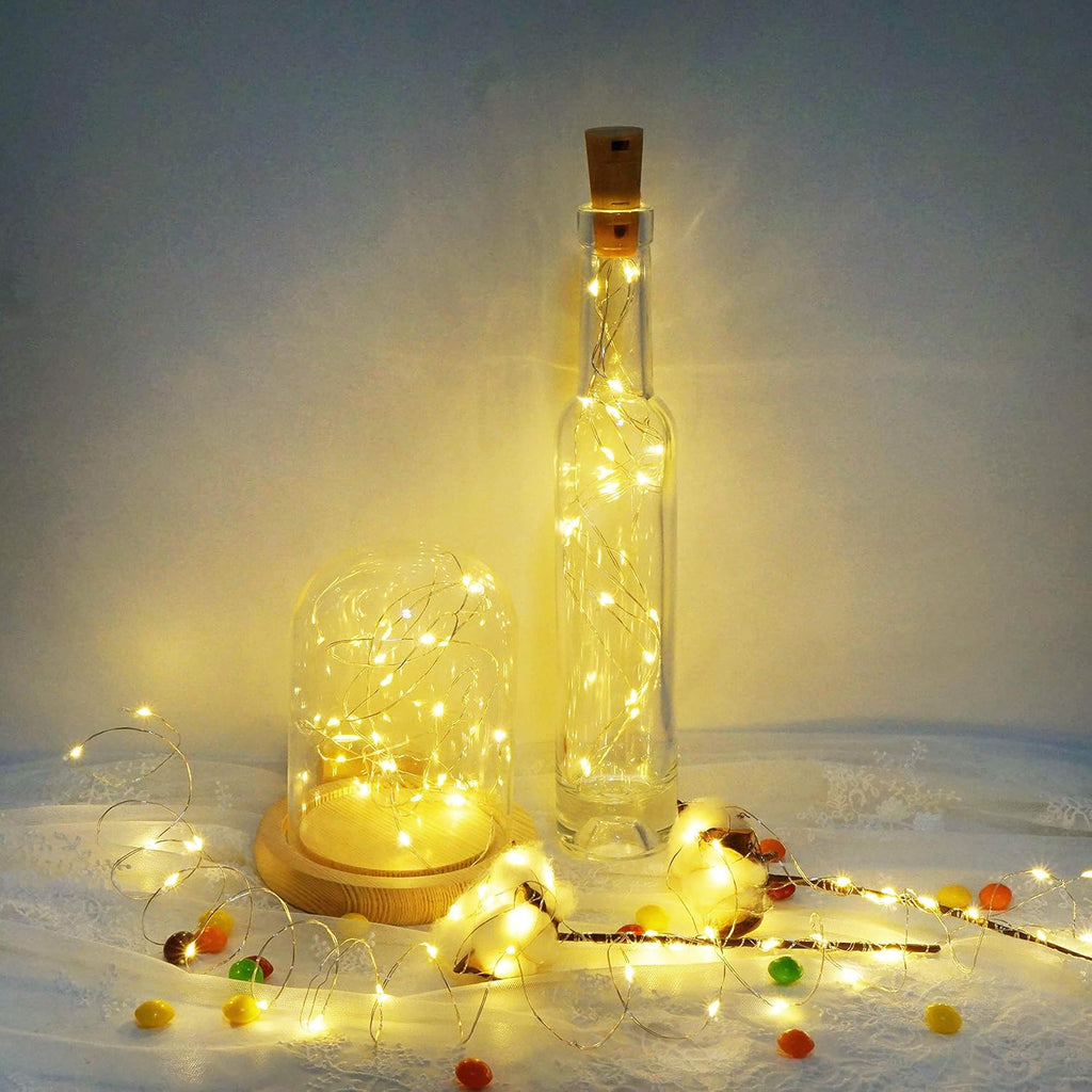 20 LED Wine Bottle Lights with Cork, 15 Pack Battery Operated Cork Shape Fairy Light Waterproof Mini Copper Silver Wire String Lights for Party, Wedding, Christmas, Bedroom Decor (Warm White)
