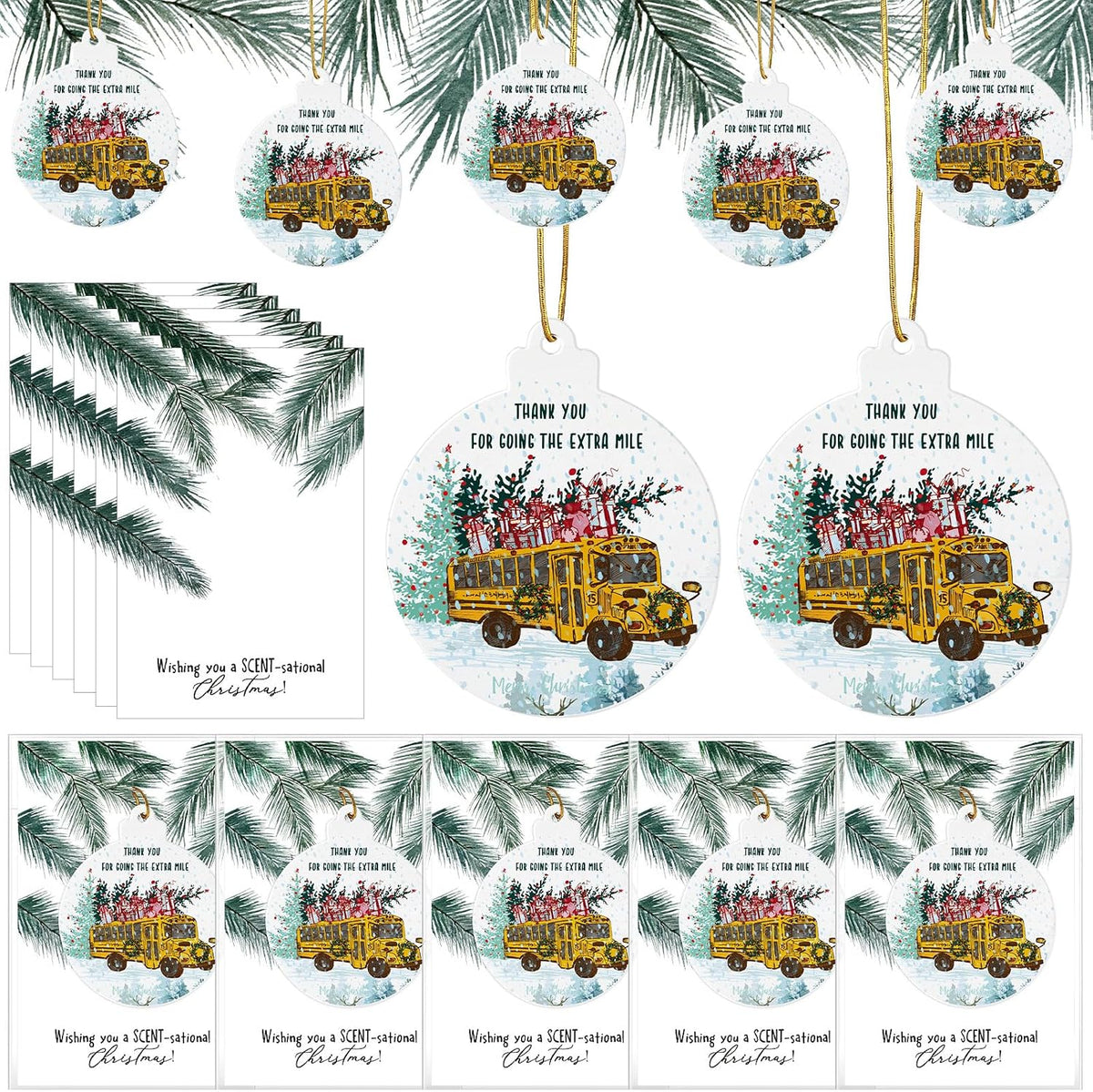 5 Sets Christmas Bus Driver Gifts Scented Ornaments with Gift Cards